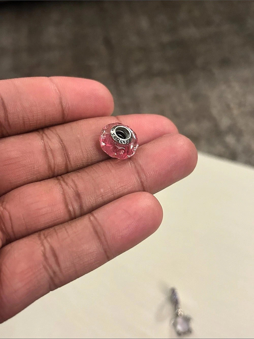 Pandora Wavy Fancy Pink Murano Glass Charm